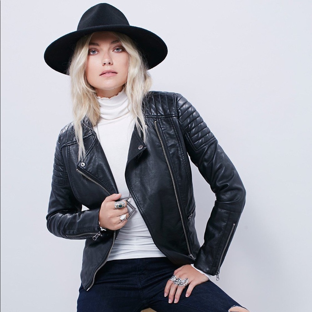 NWOT Free People Vegan faux leather jacket